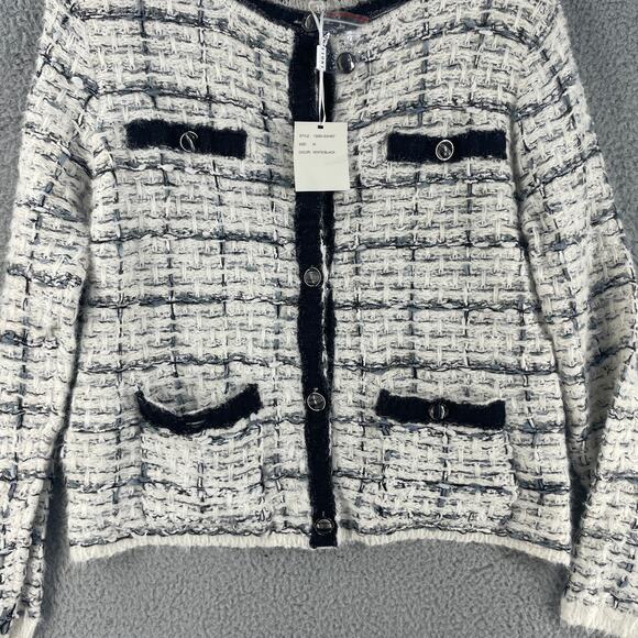 Sioni Cardigan Sweater Large Wool Blend Chunky Knit Black Prairie Granny Cottage - Picture 9 of 13